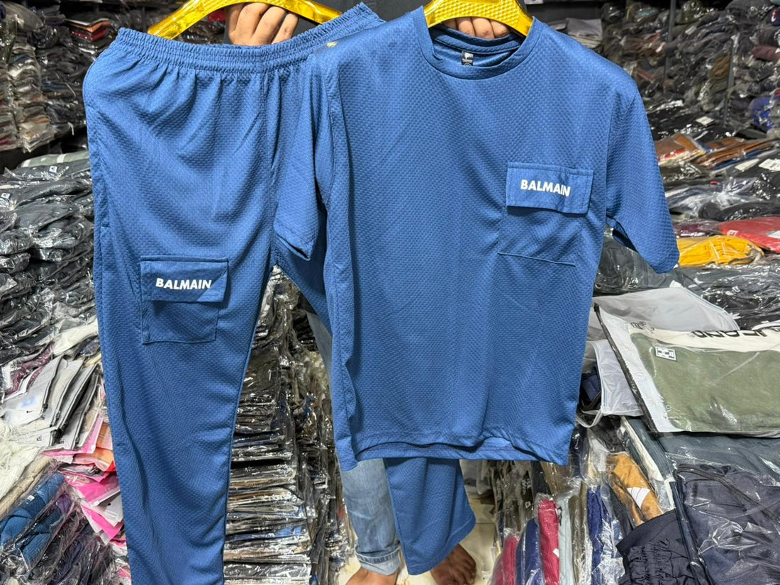 Blue Balmain Tracksuit on Model