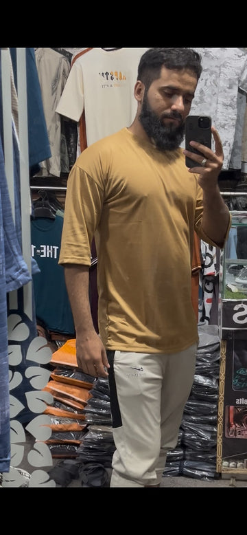 AJ Simple Down Shoulder Cotton Jersey T-Shirt