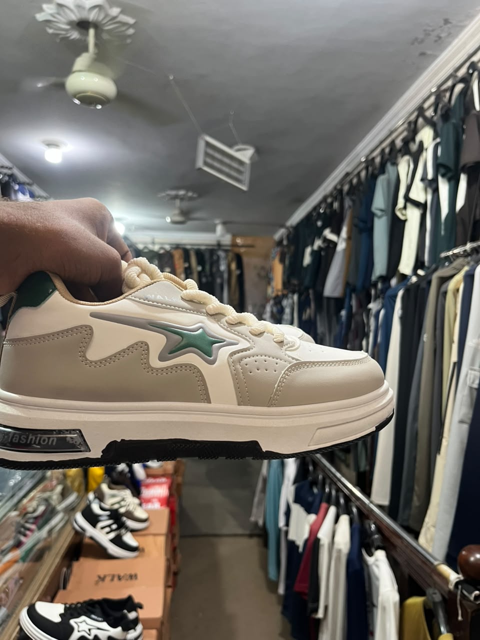 AJ Collection STAR – Off-White & Beige Casual Sneakers 8310