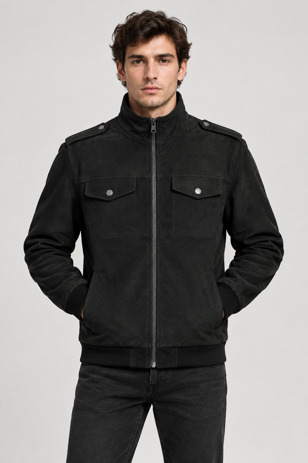 Black jacket model shot