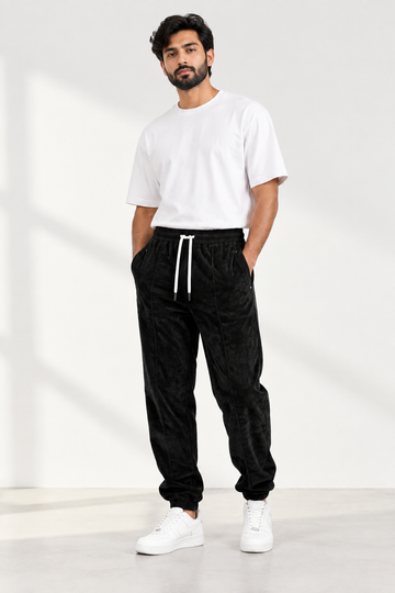 Black jogger on model 1