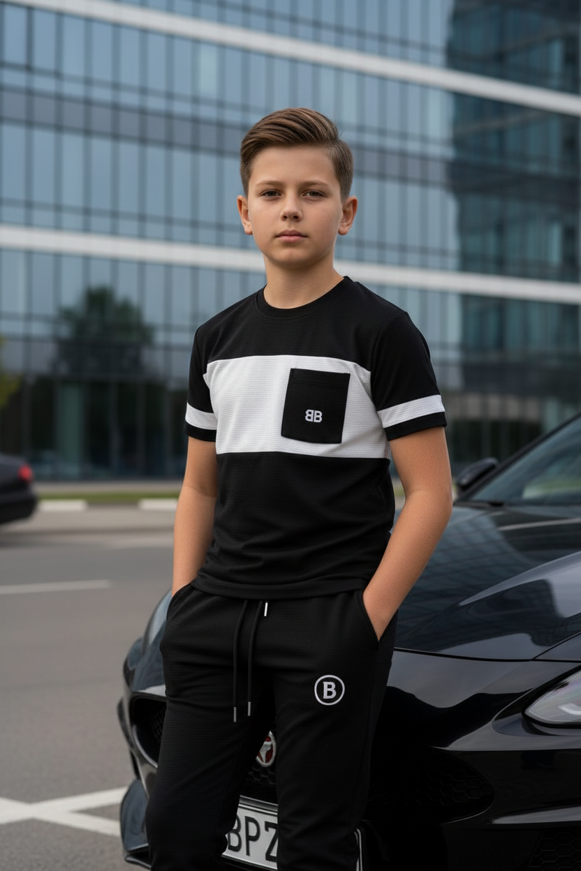 Black White Kids Tracksuit