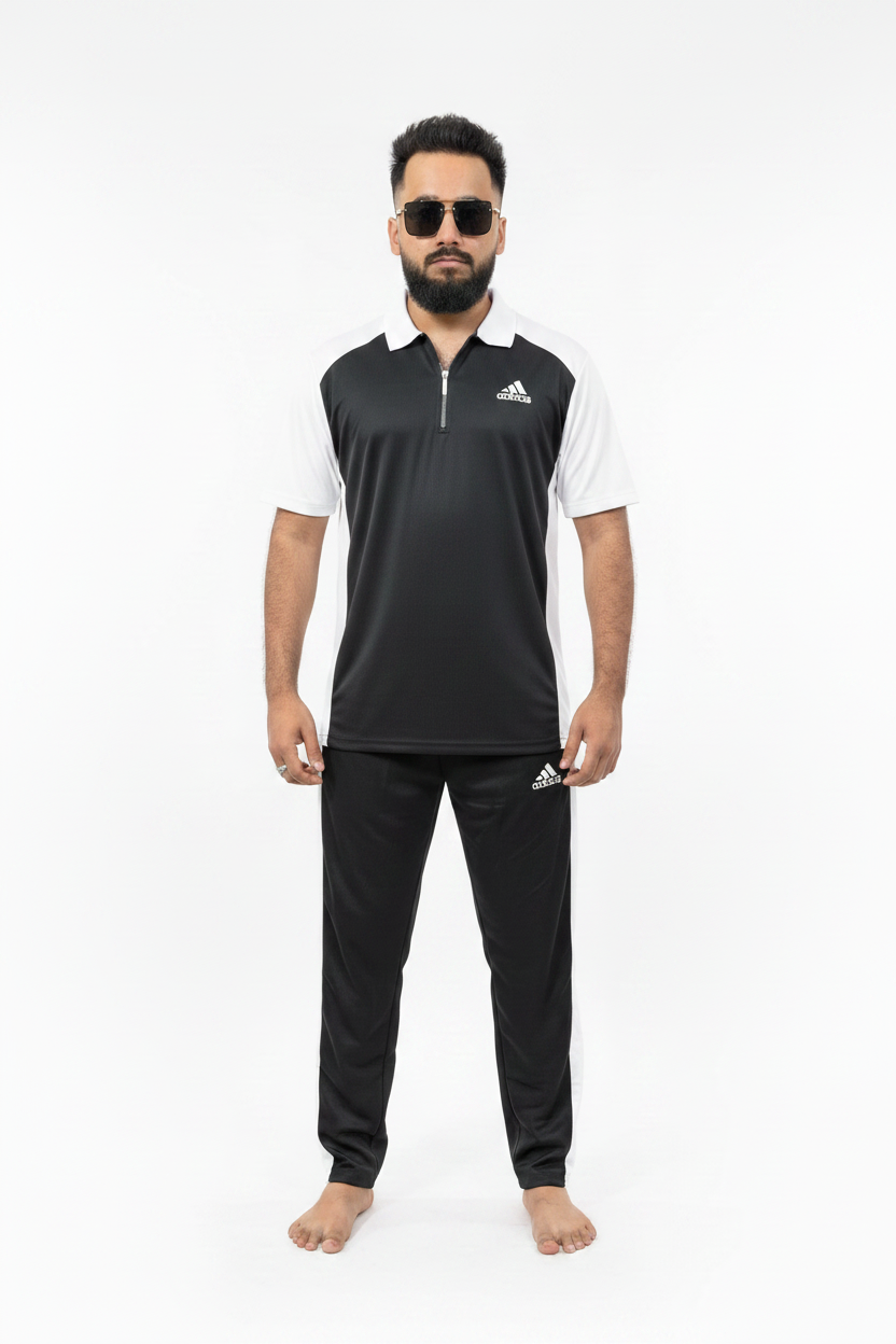 Black White Tracksuit Front
