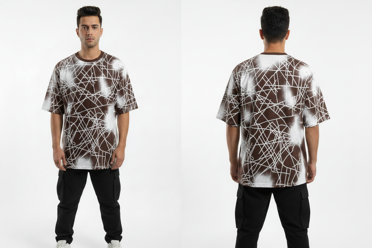 Brown Graffiti Web T-Shirt – Front & Back
