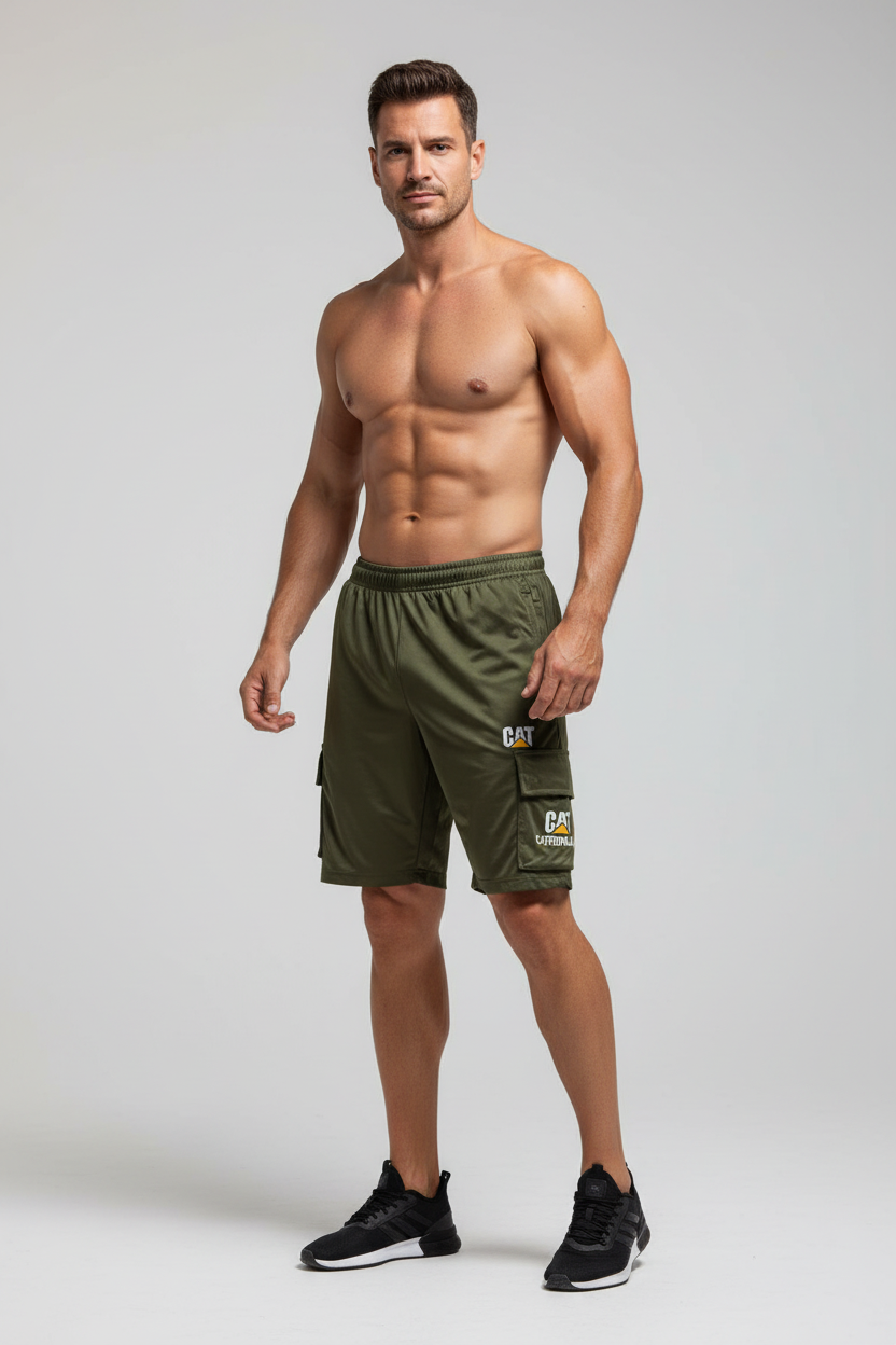 Dark Green CAT Cargo Shorts