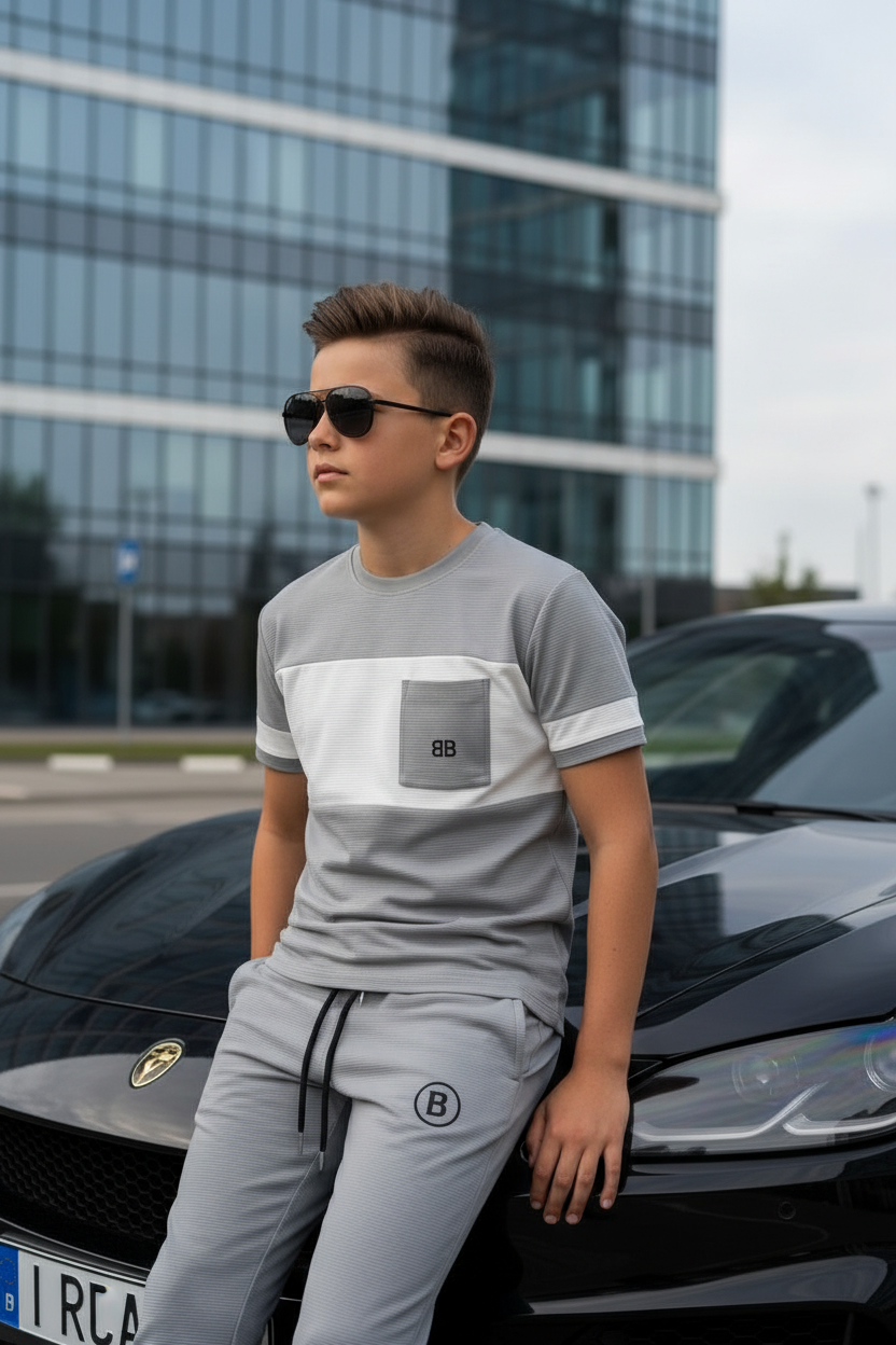 Kids Gray White Tracksuit