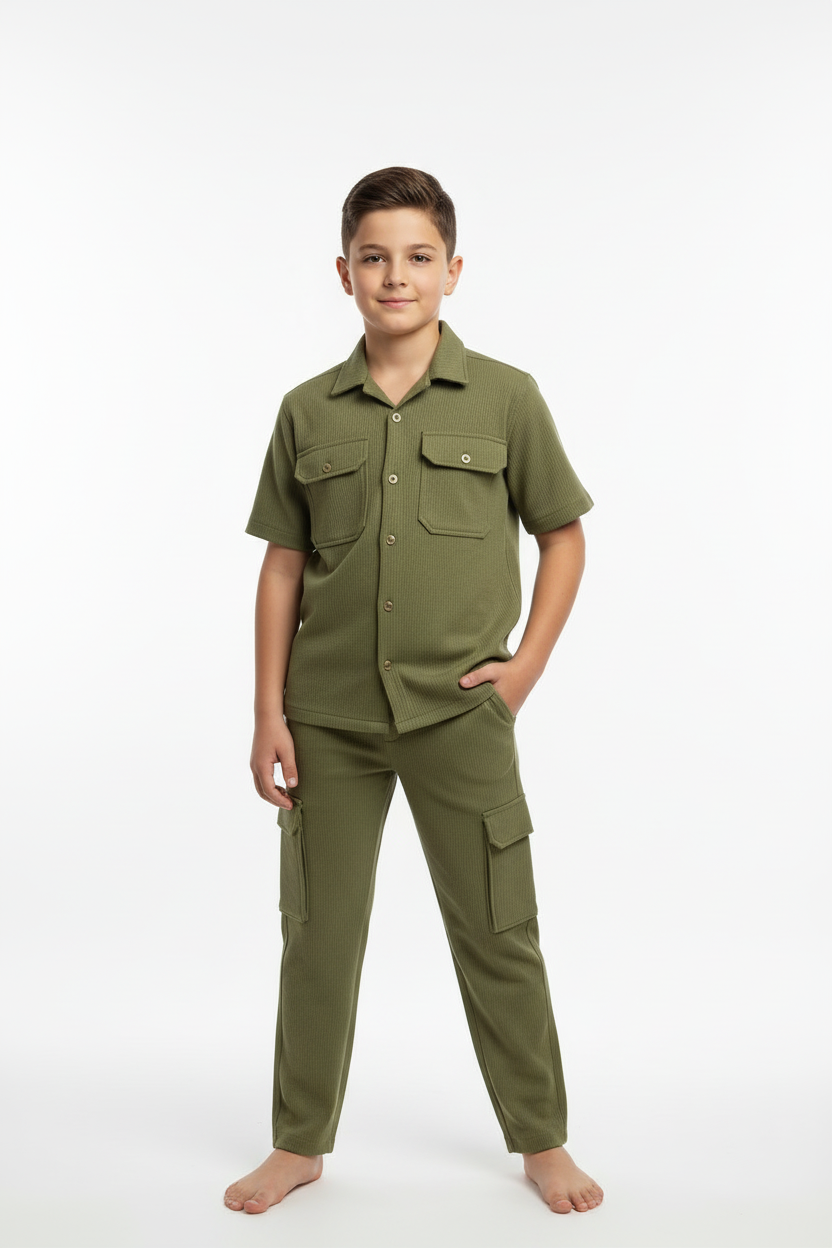 Kids Olive Green Co-ord Set