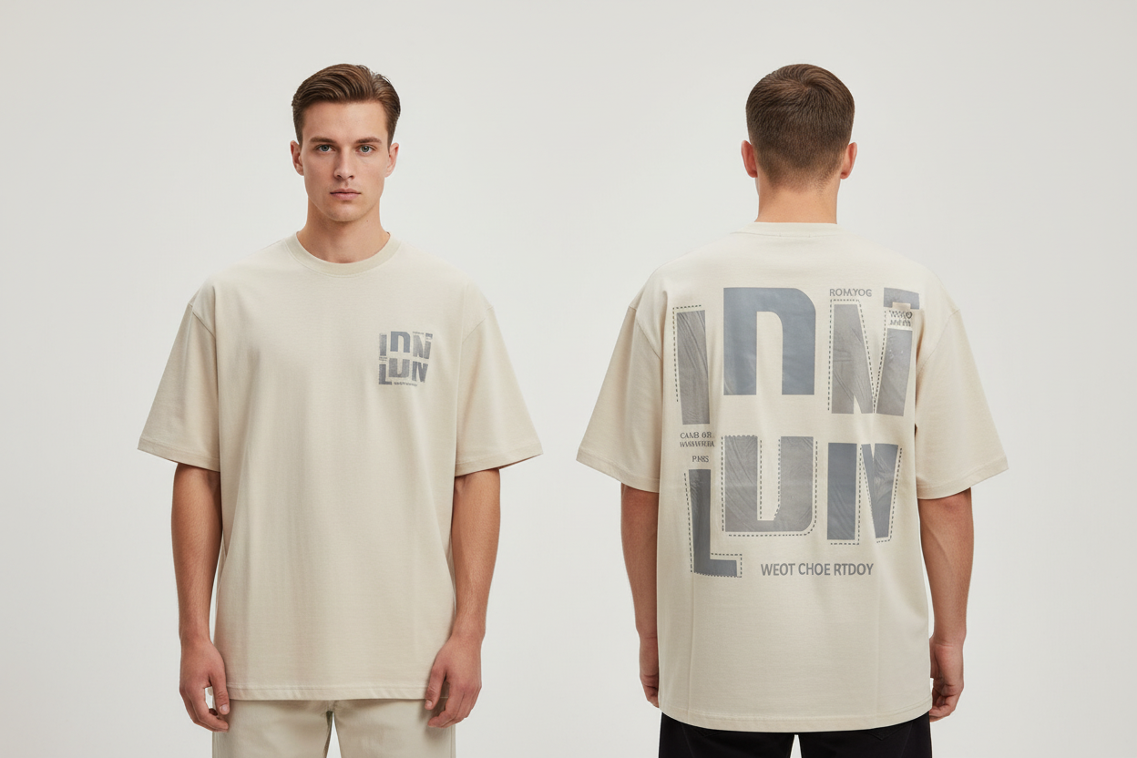 LDN Tee - Beige Front & Back