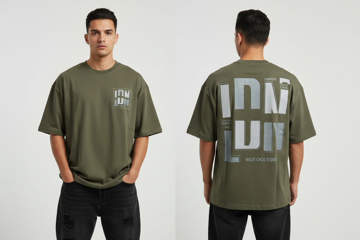 LDN Tee - Olive Green Front & Back