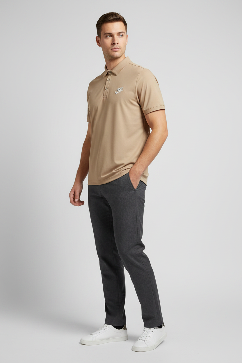 Light Beige Nike Polo on Model