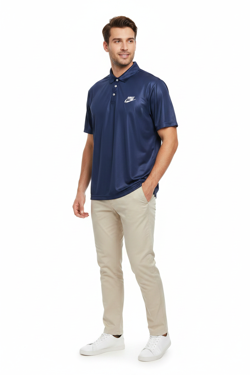 Navy Blue Nike Polo on Model