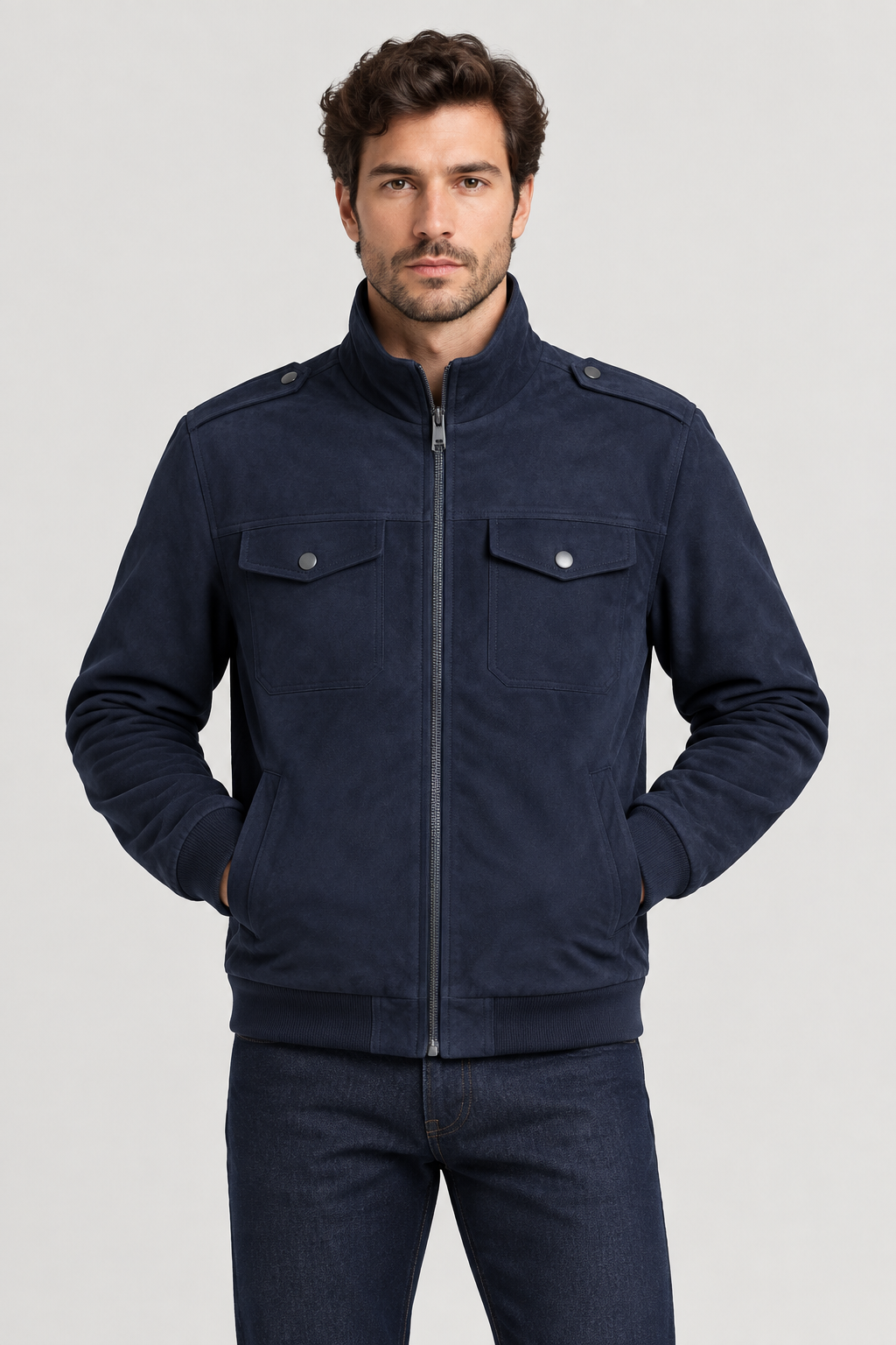 Navy jacket model shot