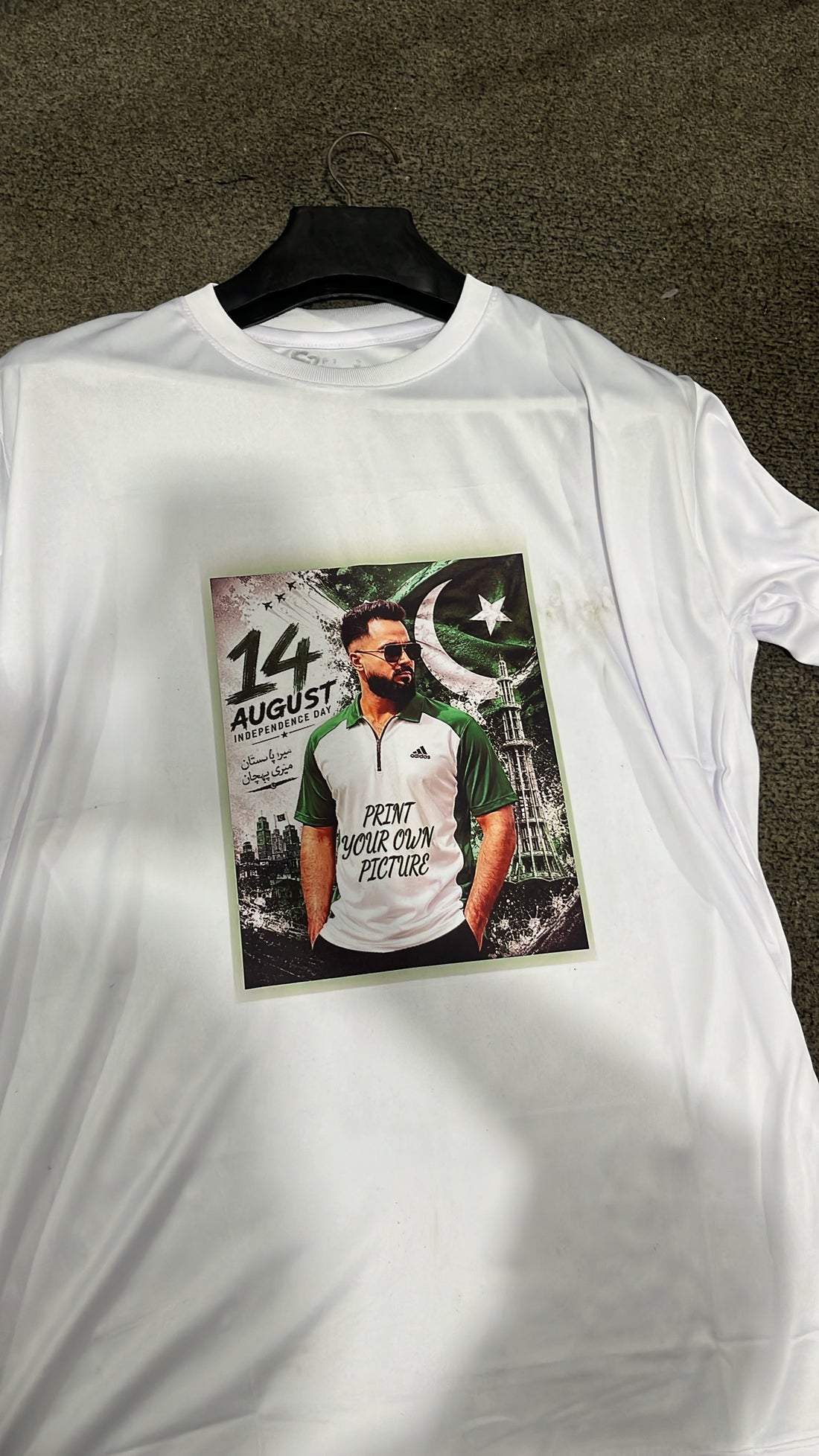 White Printed Shirt on Model
