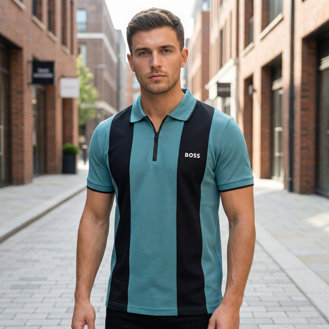 AJ Men’s Panel Polo Shirt – Dual Color Design