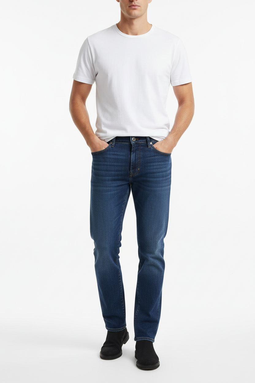 Simple Denim Jeans on Model