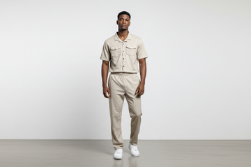White Half Sleeve Co-ord Set on Model