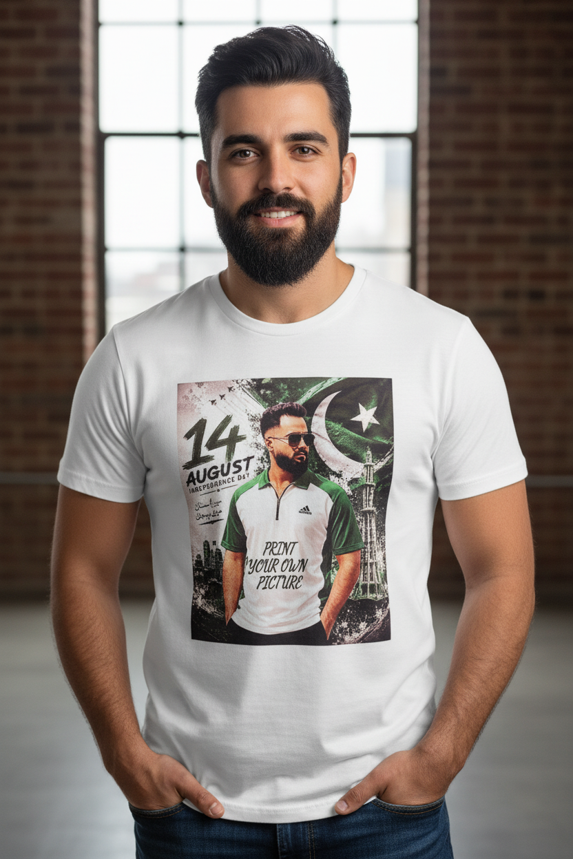 White Printed Shirt on Model
