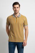 Yellow & Grey Striped Polo